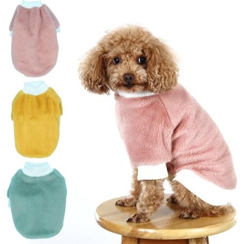 1Pc Winter Dog Plush Warm Costume Teddy Puppy Soft Round Neck Long Sleeve Clothes Pet Supplies