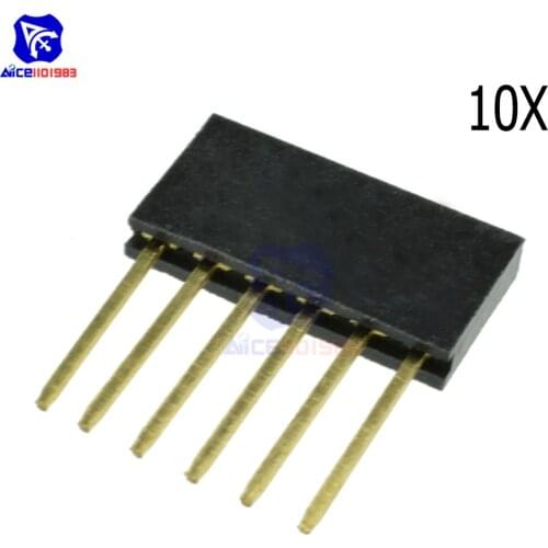 Diymore 10PCS/Lot 6 Pin 2.54mm Pitch Header Single Row Female Socket Connector