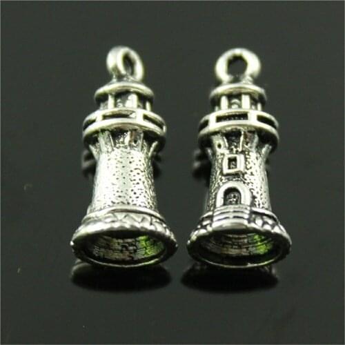 10pcs Charms Castle Lighthouse 20x9mm Antique Making Pendant Fit Vintage Tibetan Silver Color DIY Handmade Jewelry