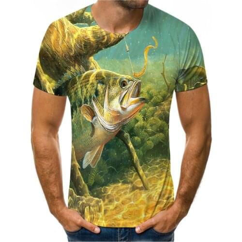 2020 Summer New fishing mens T-shirts casual fish 3D print t-shirt Men Women tshirt mens short-sleeved O-neck oversized tshirt