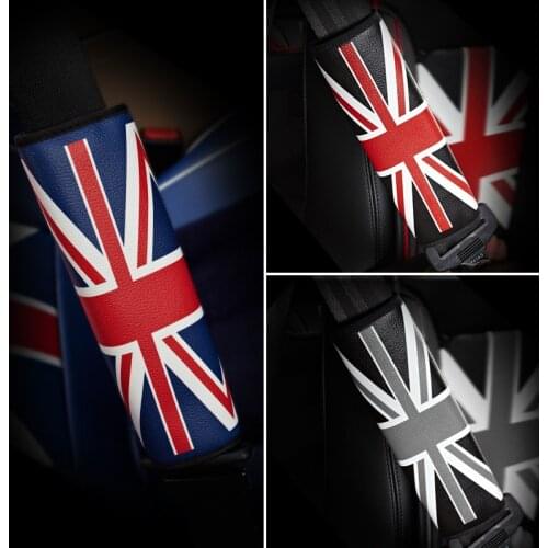 4PCS 22*7.5cm British Style Flag Car Seat Belt Cover Shoulder Pads Artificial Leather Auto Interior Decoration Accessories