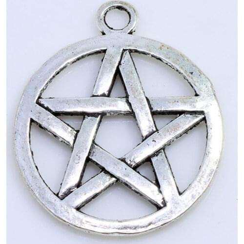 5pcs 30X25MM Antique Silver Metal Charm Pentagram Pendant DIY Jewelry Pendant JP-940