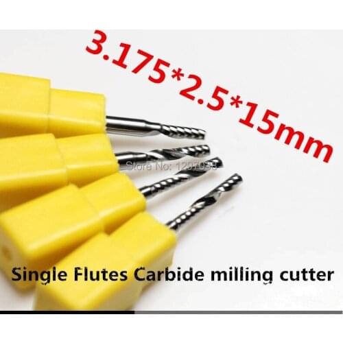 5PCS Good quality Acrylic 3.175*2.5*15 Single Flutes Carbide milling cutter, CNC Carving Tool ,CNC Router Bit Woodworking Tools