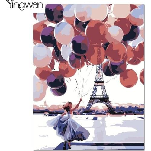 Diamond Painting Eiffel Woman With Balloon Figure 5D Full Square Round Drill Embroidery Mosaic Cross Stitch Home Decoration Gift