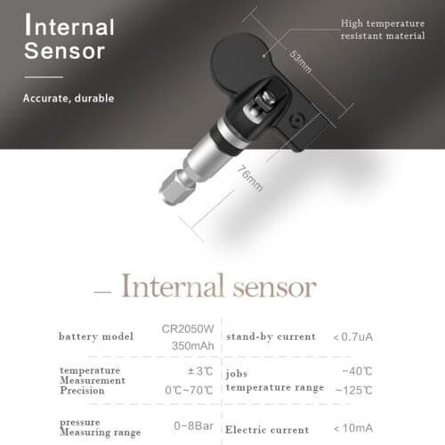USB2.0 Wireless Air Tire Pressure Monitor Alarm System W/ 4 Internal Sensors