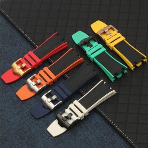 Brand Quality Watchband 28mm Two Tone Rubber Silicone Waterproof Stainless Buckle for AP Strap Bracelet For Audemars And Piguet