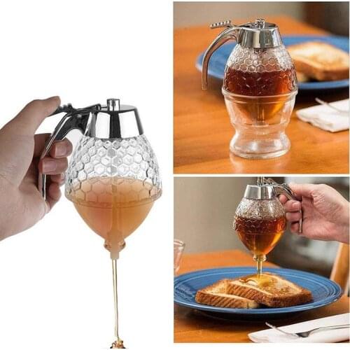 Squeeze Bottle Honey Jar Container Bee Drip Dispenser Kettle Storage Pot Stand Holder Juice Syrup Cup Kitchen Accessories