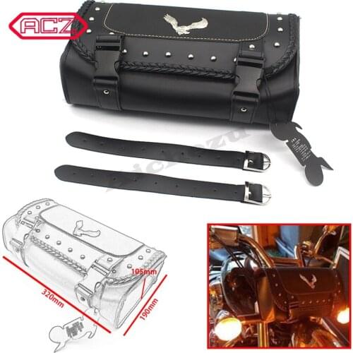 ACZ Motorcycle Black Scooter Saddlebag PU Leather Storage Pouch Bag Tool Bag for Harley Honda Yamaha