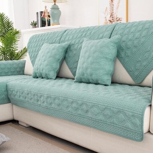 Double Side Cotton Sofa Cover for Living Room Embroider Couch Towel Sectional Sofa Four Season Beige Couch Covers for Sofas