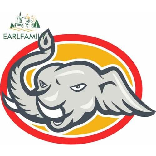 EARLFAMILY 13cm x 9.8cm For Elephant Head Cartoon Motorcycle Car Sticker Cartoon Decal Vinyl Material Air Conditioner Decoration