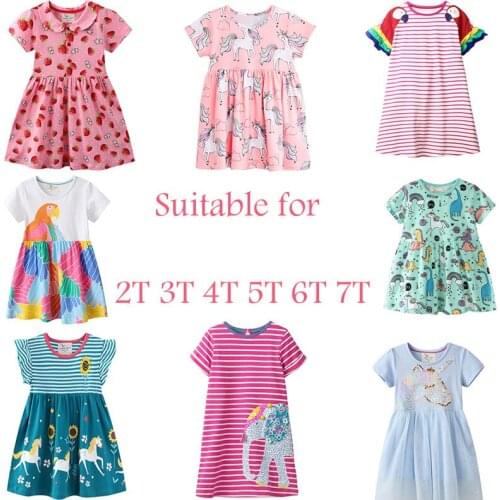 Unicorn Dress Big Collection Sweet Cosplay Girls Dresses Party Birthday School Summer Dress Short Sleeve Kids Clothes Girls Cozy