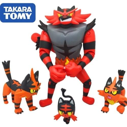 TAKARA TOMY Genuine Pokemon Action Figure Joint Movable 15CM Incineroar Litten Torracat Collections Children Toys Gifts
