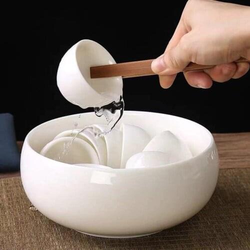 Ceramic Tea Wash Large Household White Jade Tea Set Jade Porcelain Wash Tea Ware Japanese Tea Wash Zen Wash Cup Basin