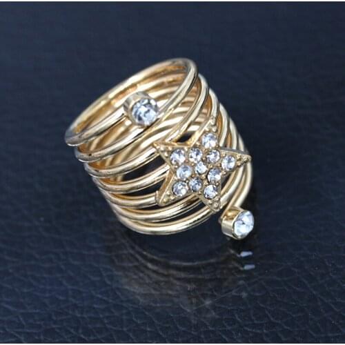 Crystal Love Rings Rhinestone Star Ring Gold Silver Plated Zircon Finger Jewelry Wedding Bands Women Fashion Accessories