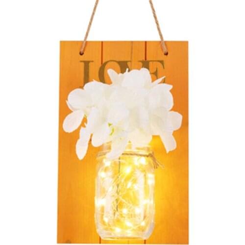 Creative Wood Panel LED Mason Can Lantern Simulation Wood Panel Wall Lamp Retro Courtyard Light Free Shipping