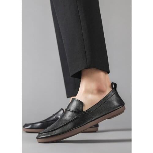 2021 Spring Summer NEW Mens Comfortable Flat Casual Genuine Leather Loafers Men Breathable Moccasins Slip-On Driving Shoes