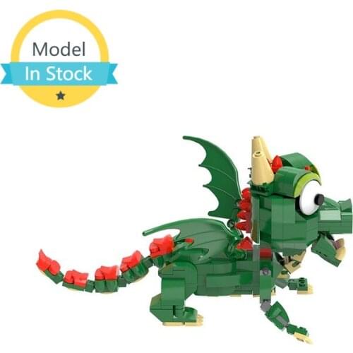 MOC Green Cute Building Block Model Baby Dragon Monster Demon Creature Flying Creative Childrens Cognitive Animals DIY Toy Gift