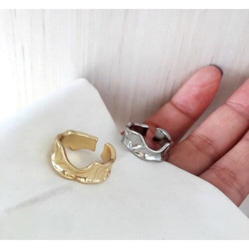 Fashion Design Of irregular Texture Contracted Fashion Simple Open-Loop Metal Women Ring