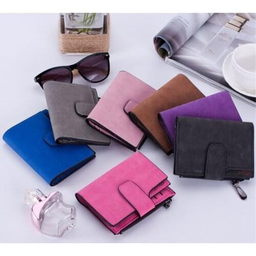 Fashion Small Purse Short Purse Lady Letter Snap Fastener Zipper Short Clutch Wallet Solid Vintage Matte Women Wallet