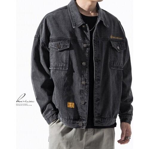 Denim Jackets Men Spring Autumn Black Classic Casual Jacket Coats Trend Brand Mens Clothing Tide Regular Slim Tops Size 2XL 3XL