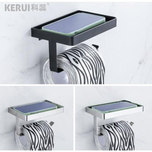 Stainless Steel Punch-free Cell Phone Toilet Paper Roll Tissue Holder Cell Phone Bathroom Multifunctional Shelf