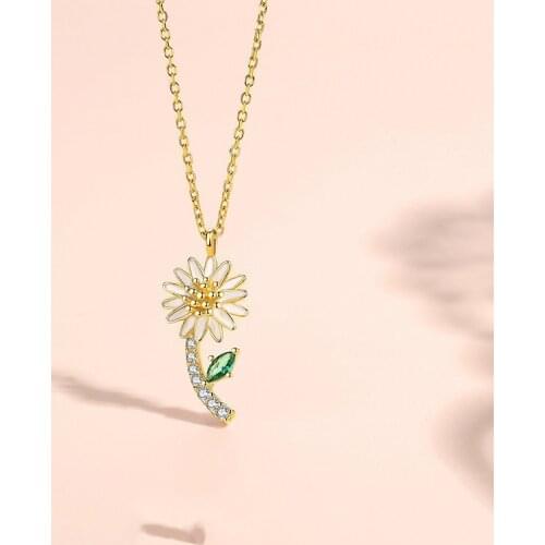 New S925 Sterling Silver Daisy Necklace Simple Fashion Collarbone Set Chain Original Design Flower Pendant Christmas Gift
