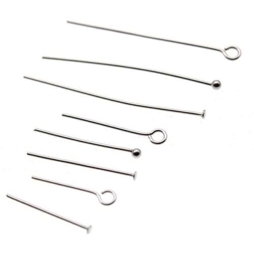 100pc 20 30 35 40 50 70 mm Stainless Steel Flat Head Pin Heads Eye Pin Findings Ball Headpins For Jewelry Making DIY Accessories