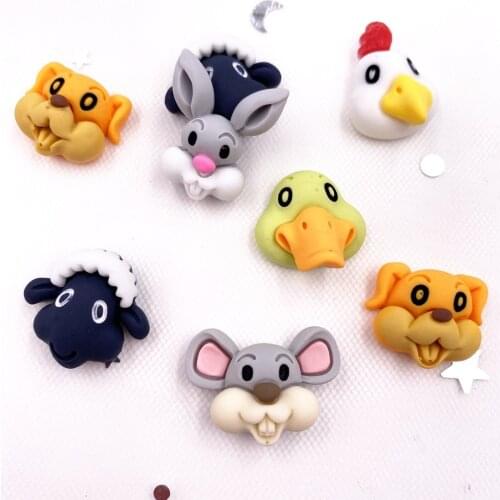 Resin 3D Colorful Cute Rabbit Sheep Chicken Dog Duck Flatback Stone 12PCS Scrapbook DIY Anime Decor Home Figurine Crafts OH19