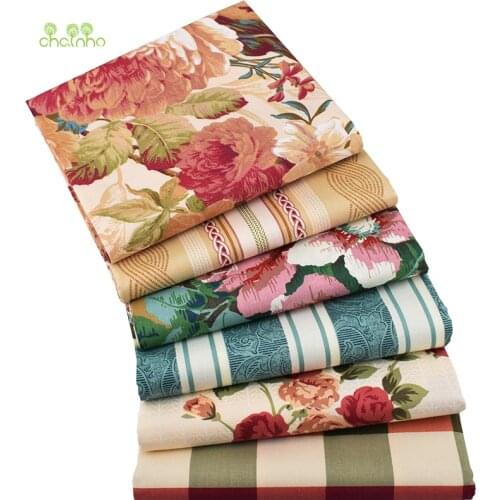 Chainho,Peony &Rose Series,Printed Twill Cotton Fabric,Patchwork Cloth,DIY Sewing&Quilting Material For Baby&Children,Half Meter