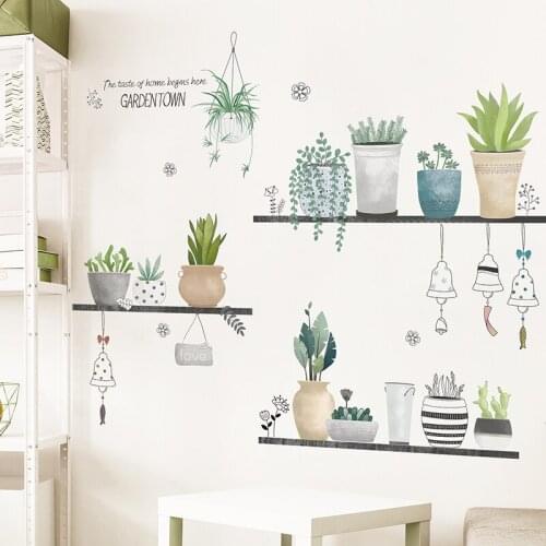 [SHIJUEHEZI] Potted Plant Wall Sticker DIY Potting Culture Wall Decals for House Living Room Bedroom Home Decoration Accessories