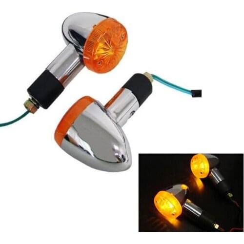 2PCS Motorcycle Amber Bullet Turn Signal Lights for Suzuki Honda Kawasaki Yamaha CB GS VN XS Cruiser