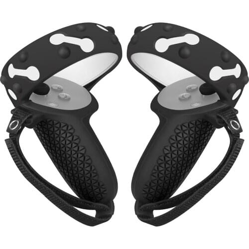 3in1 Touch Controller Silicone Grip Ring Cover+Adjustable Hand Strap +Thumb Caps for Oculus Quest 2 VR Protective Accessories