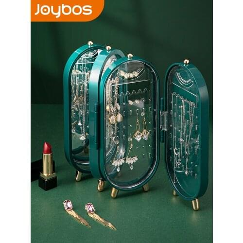JOYBOS Jewelry Folding Storage Box Earrings Household Dustproof Large-Capacity Fashion Jewelry Storage Rack Retro Screen JBS013