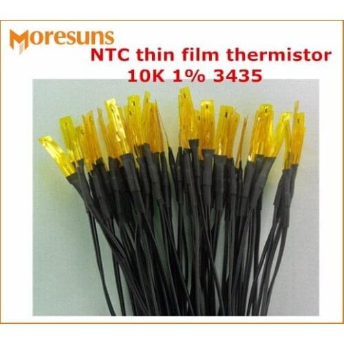 Fast Free ship 100pcs NTC thin film thermistor 10K 1% 3435 0.5m 28# PVC doubling temperature sensor Custom NTC Sensor