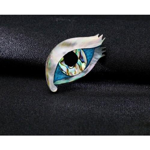 Blue Eye Brooch Natural Shell Fashion Brooches for Women Corsage Pin Jewelry Accessories