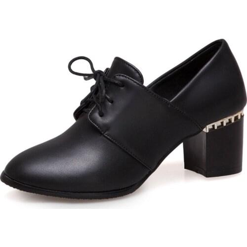 Age season in 2019 new product thick with high heels with super small size 32-48 shallow mouth joker single woman shoes