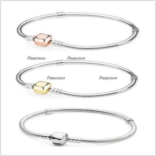 925 Sterling Silver Bracelet Snake Chain Lobster Clasp Basic Bracelet Bangle Fit Women Bead Charm Diy Pandora Jewelry