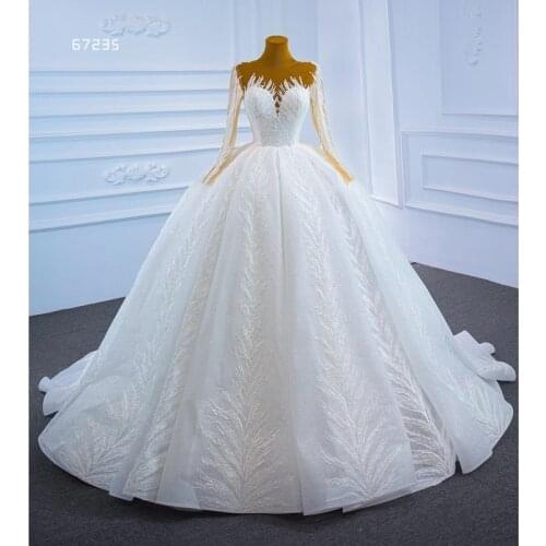 2021 Vestidos De Noiva Plus Size Ball Gown Wedding Dresses For Women Lace Bridal Gowns Long Sleeves Vintage White Robe De Mariee