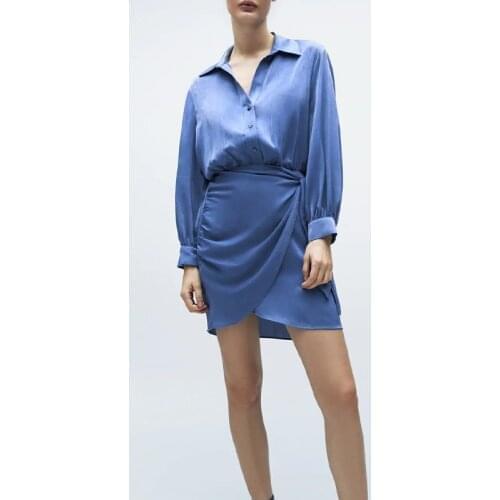 High-quality new ladies bow-knot decorated faux silk texture dress professional office dress for women