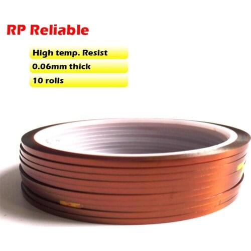 10Rolls 2mm X33m/roll 0.06mm thick Electrical Insulation Tape High Temperature Heat Resistant tape electrical insulating tape