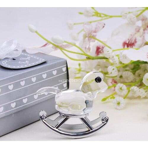 100pcs Crystal Trojan With Ribbon Gift Box Clear Crystal Baby Christening Gift Birthday Souvenir Party Favors