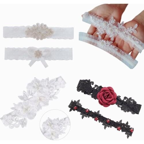 2pcs/set Wedding Garters Lace Embroidery Floral Sexy Garters For Women/Bride Thigh Ring Bridal Elastic Leg Garter