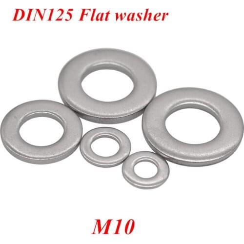 200pcs DIN125 ISO7089 GB97 M10 washer A2-70/ 304 stainless steel Flat machine washer Plain Washer gasket washers Meson