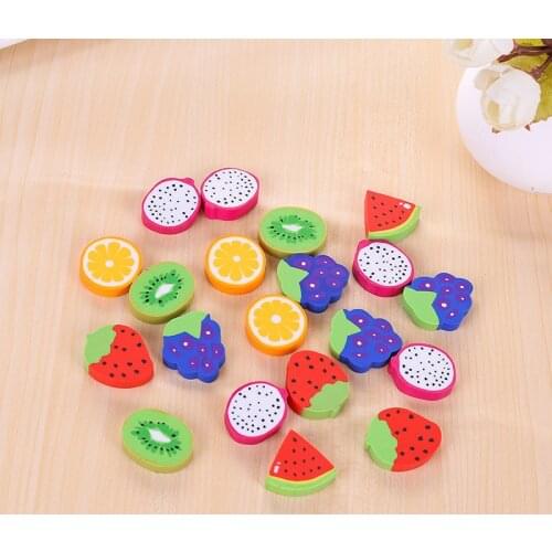 40pcs Fruit Earser Cool Prizes for Kids School Supplies Stationery Wholesale Cute Erasers Food School Accessories Cute Things