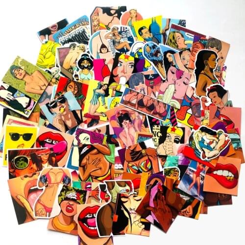 95 pcs Car Styling Pvc Waterproof Tease Vulgar Sexy beauty Girls Stickers For Laptop Motorcycle Car Bike Skateboard Sticker