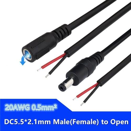 AWG20 DC LED Connectors DC 5.5 x 2.1mm DC Male DC Female jack Extension Cable adapter Wire