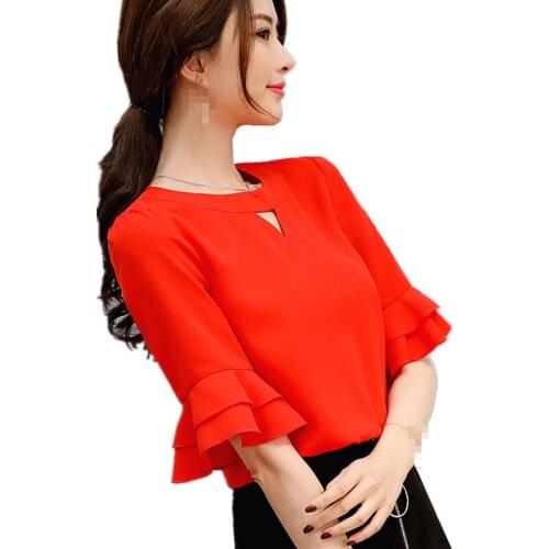 B2179 2020 spring summer new korean version womens casual pure color and chiffon shirt cheap wholesale