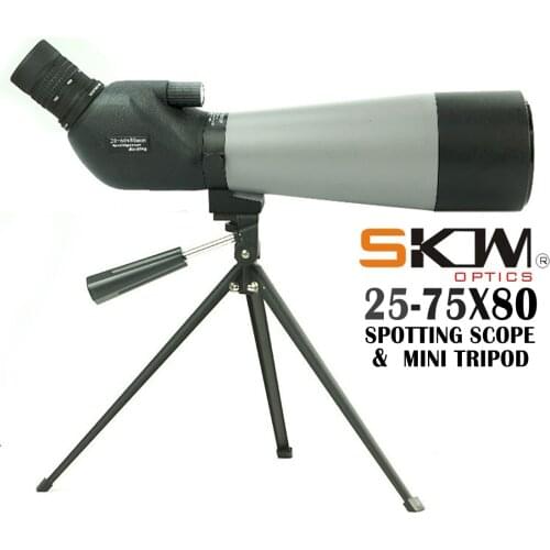 Free Shipping! SKWoptics 25-75X80, Spotting teleScope & with Simple steel tripod for birdwatching hunting telescope