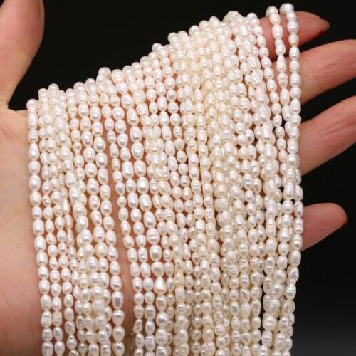 Natural Freshwater Pearl Beaded High Quality Rice Shape Punch Loose Beads for Make Jewelry DIY Bracelet Necklace Accessories