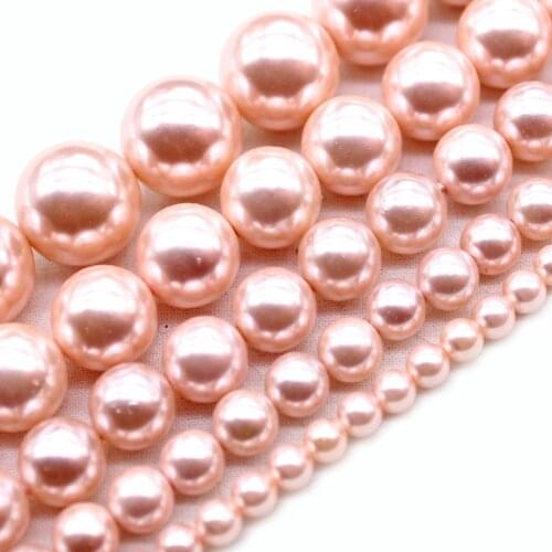 Natural Rose Gold Shell Pearl Loose Round Spacer Beads For Jewelry Making DIY Bracelet Necklace Accessories 15'' 6/8/10/12mm